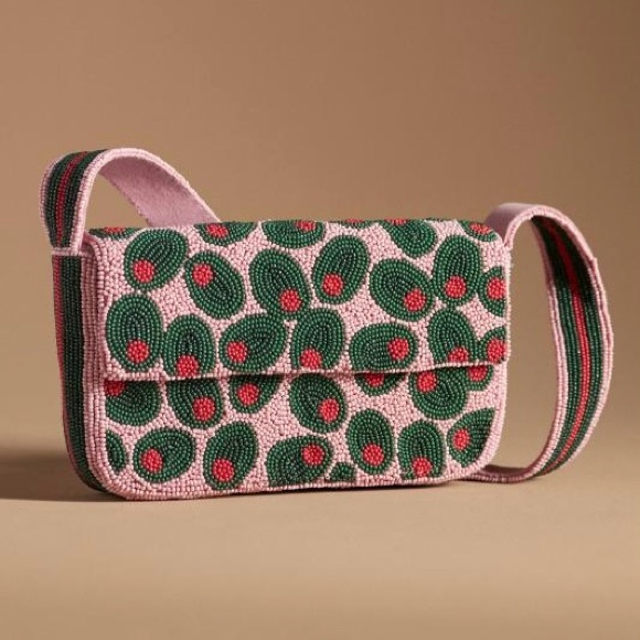 NEW Anthropologie The Fiona Beaded Bag Food & Drink Edition Olives - Picture 1 of 3